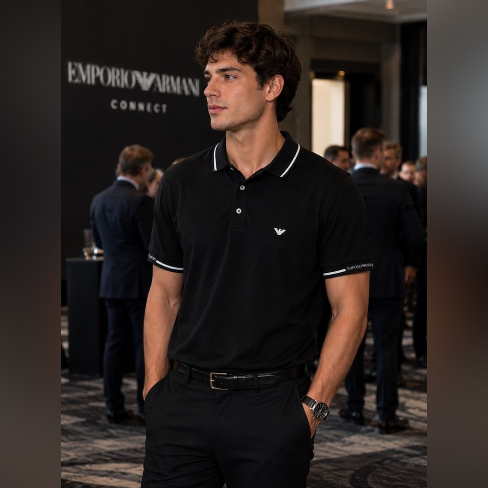 Emporio Armani logo-print cotton polo shirt